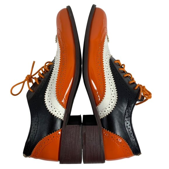Bright ColorBlock Oxford Brogues Casual Dress Lace Shoes Bengals/Harley Colors - Picture 9 of 9